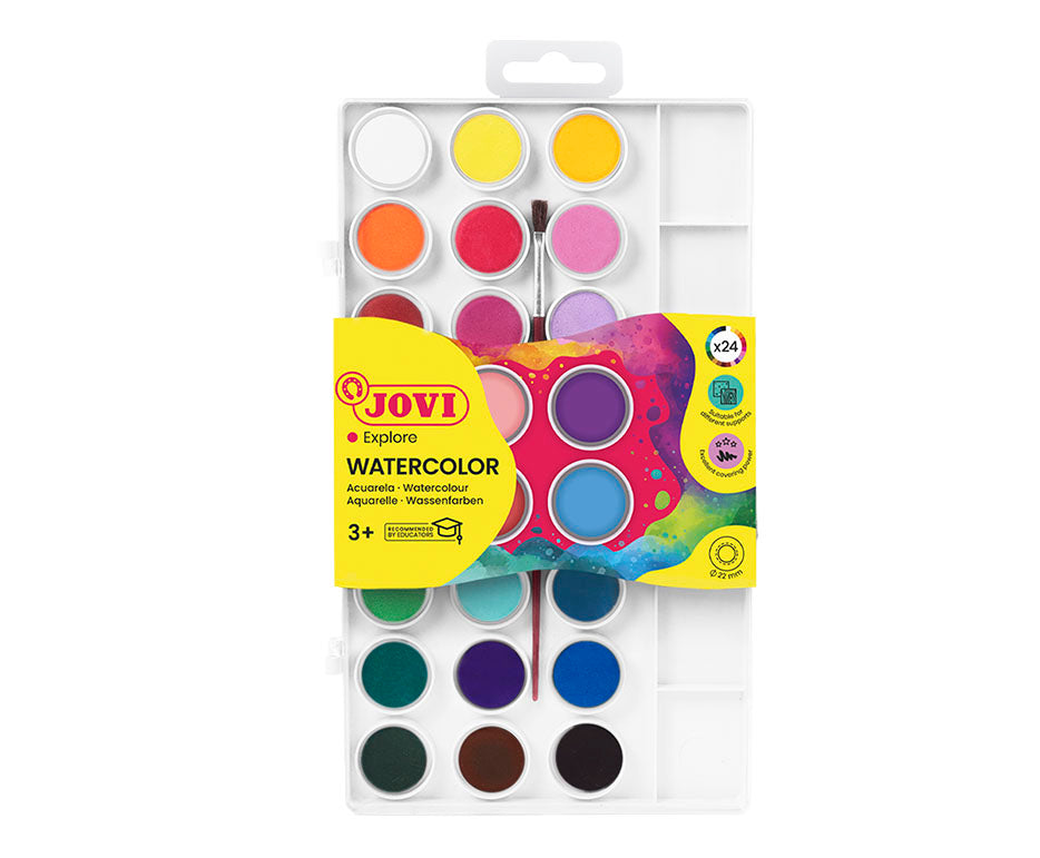 JOVI vodene barve 24 kos s čopičem (premer 22 mm)