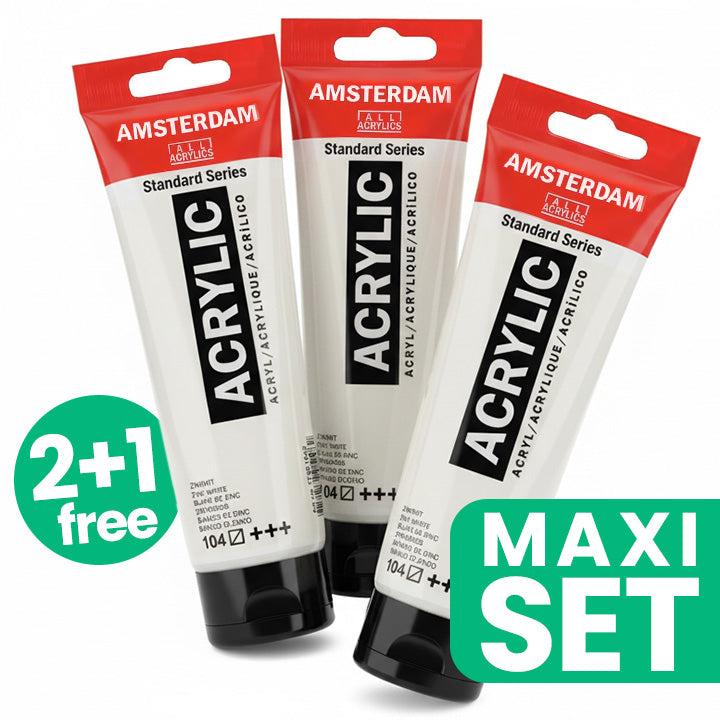 Komplet 3 akrilnih barv Amsterdam - 2 + 1 brezplačno | Titanium White