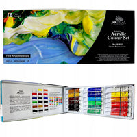 Komplet akrilnih barv Phoenix 18 x 12 ml v lesenem kovčku s stojalom in priborom