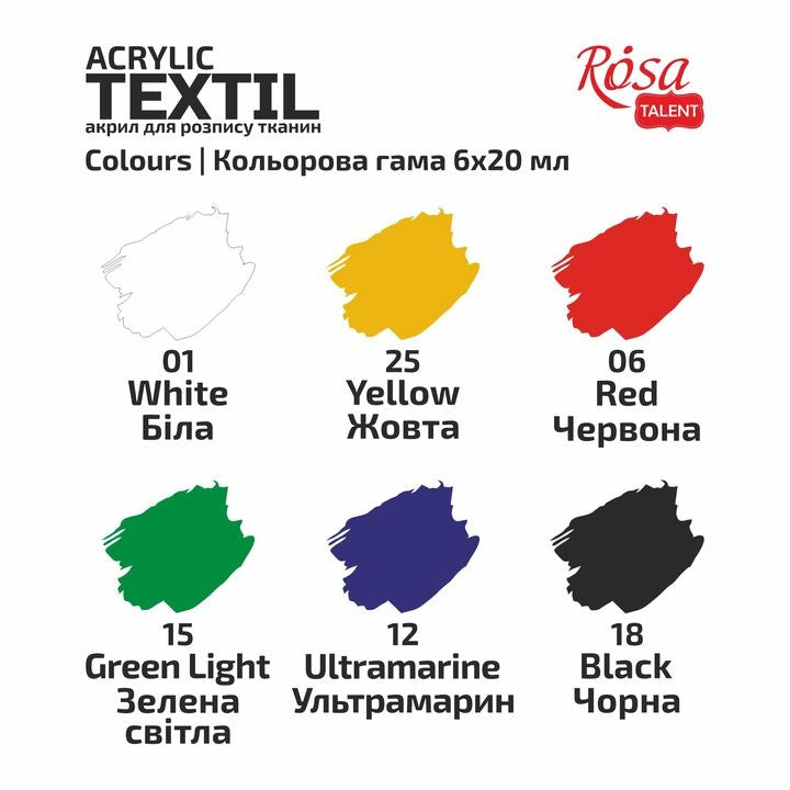 Komplet akrilnih barv za tekstil CAT | ROSA TALENT | različni kompleti – pogled 4