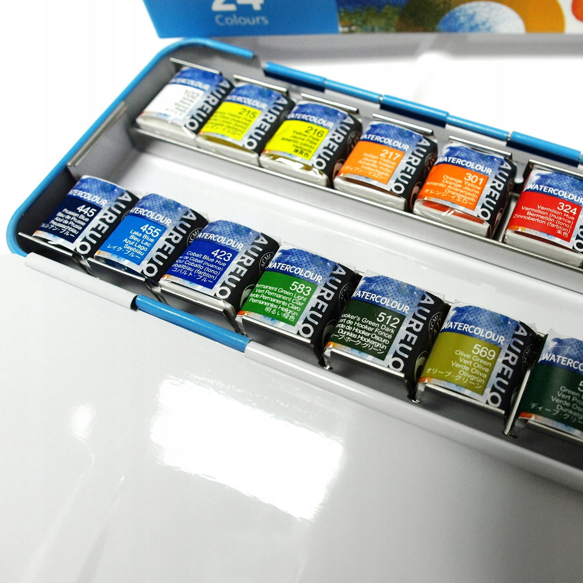 Komplet akvarelnih barv Phoenix Aureuo v kovinski škatlici – 24 kosov