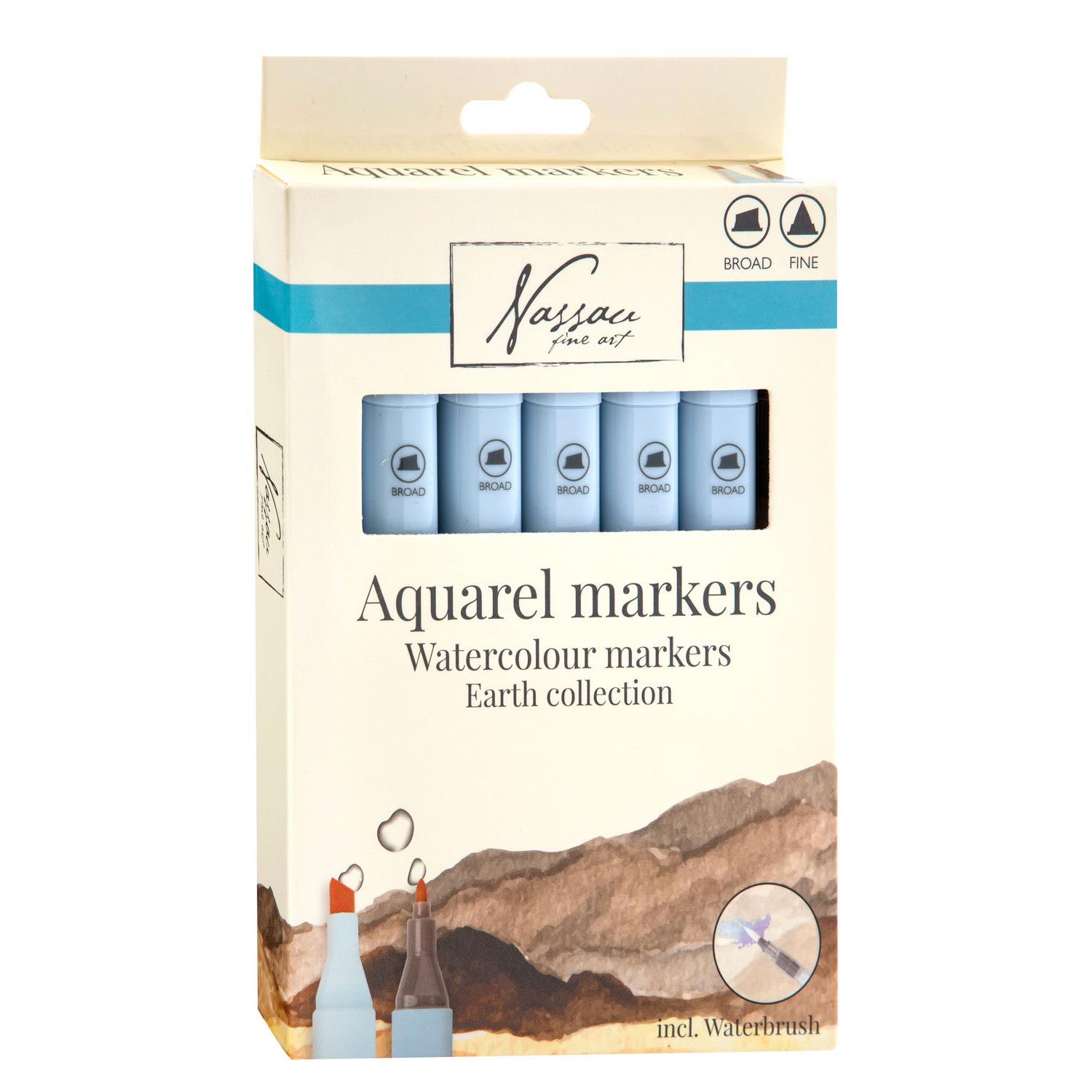Komplet akvarelnih flomastrov Nassau Earth Collection - 7-delni
