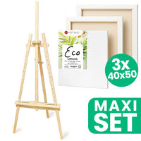 Komplet ateljejskega stojala ARTMIE in 3 slikarskih platen ECO 40x50 cm
