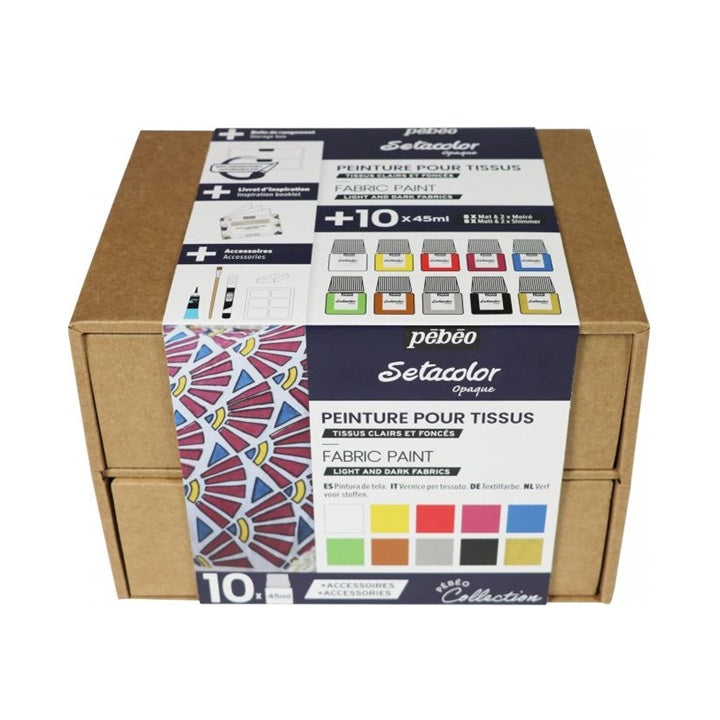 Komplet barv Pebeo za svetli in temni tekstil Setacolor Opaque / 10x45 ml