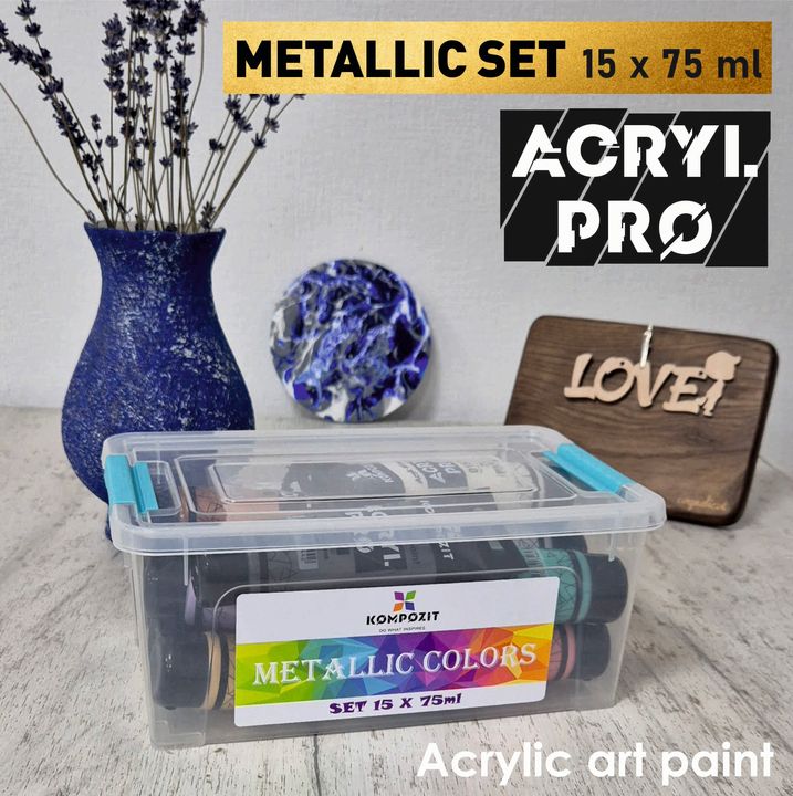 Komplet kovinskih akrilnih barv ACRYL PRO Kompozit 15x75 ml – pogled 2