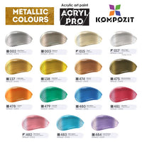 Komplet kovinskih akrilnih barv ACRYL PRO Kompozit 15x75 ml – pogled 3
