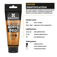 Komplet kovinskih akrilnih barv ACRYL PRO Kompozit 15x75 ml – pogled 6