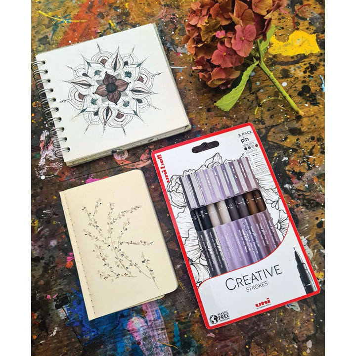 Komplet markerjev UNI PIN fineliner Creative Strokes 8 kosov – pogled 4