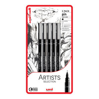 Komplet označevalnikov UNI PIN fineliner Artist Selection 5 kosov