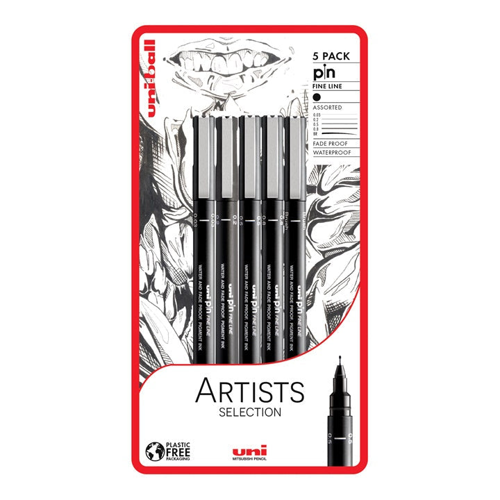 Komplet označevalnikov UNI PIN fineliner Artist Selection 5 kosov