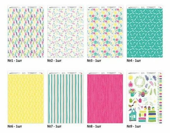 Komplet papirjev za scrapbooking Floral garden 21 x 29.7 cm — slika 1