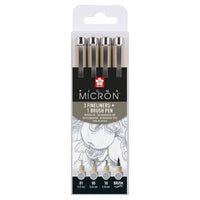 Komplet tehničnih pisal Sakura Pigma Micron 3 fineliners a brush pen