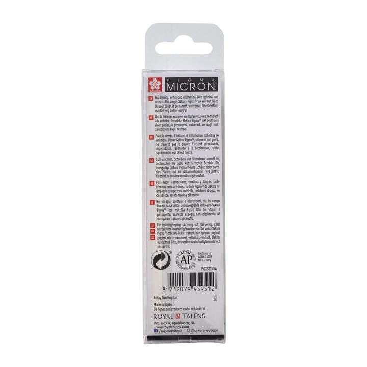 Komplet tehničnih pisal SAKURA PIGMA MICRON set BROAD 3 kosi – pogled 3