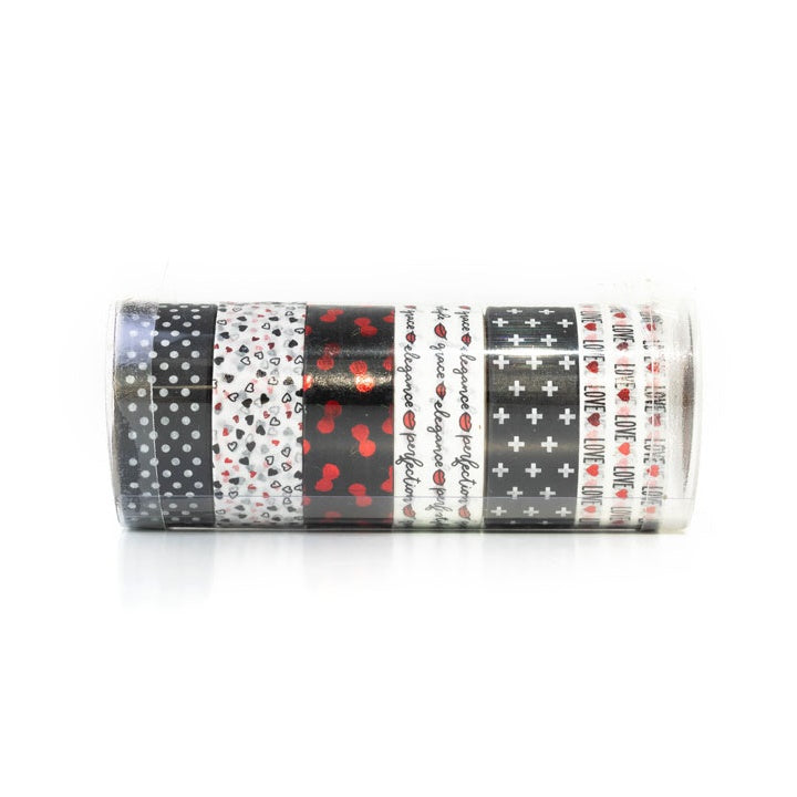Komplet washi trakov 6 x 2.5 m | različni odtenki - črna