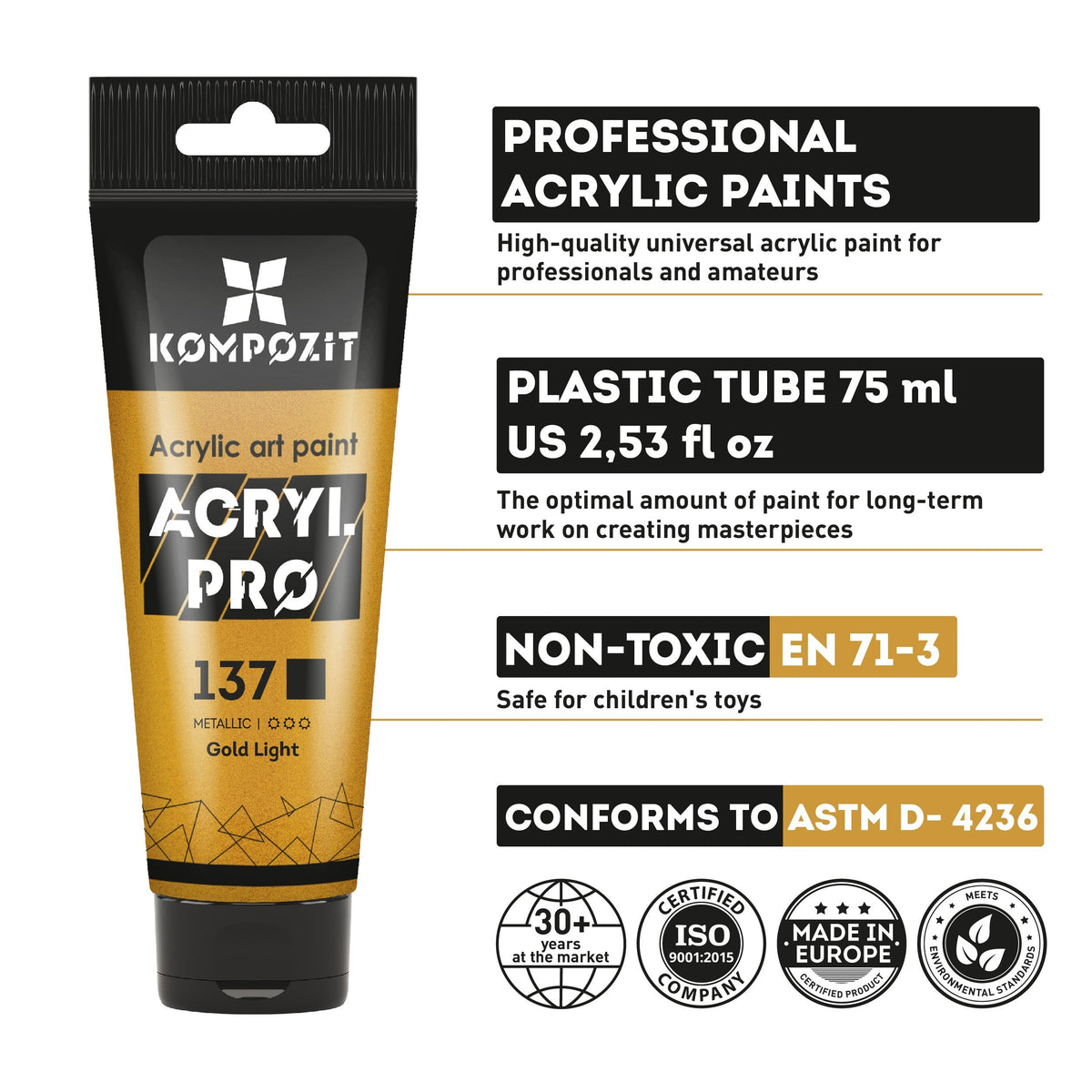 Kovinska akrilna barva ACRYL PRO ART Kompozit 75 ml