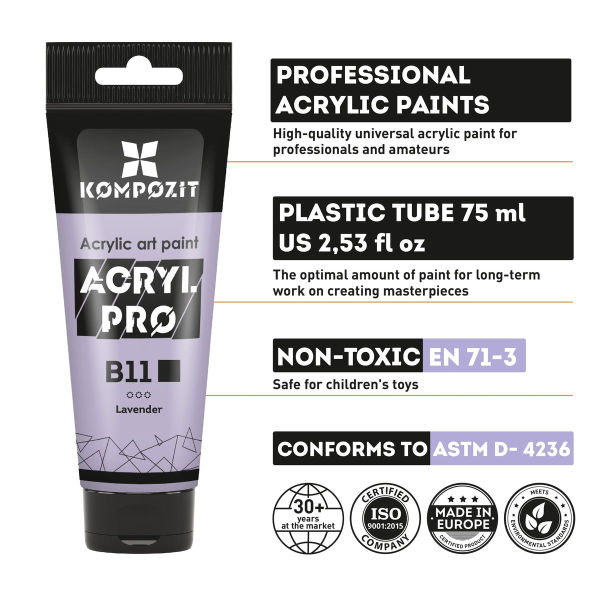 Pastelna akrilna barva ACRYL PRO ART Kompozit 75 ml