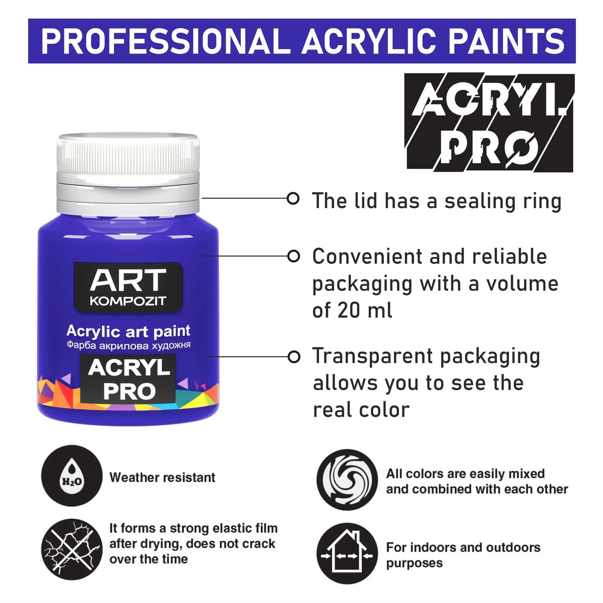 Komplet akrilnih barv ACRYL PRO Kompozit