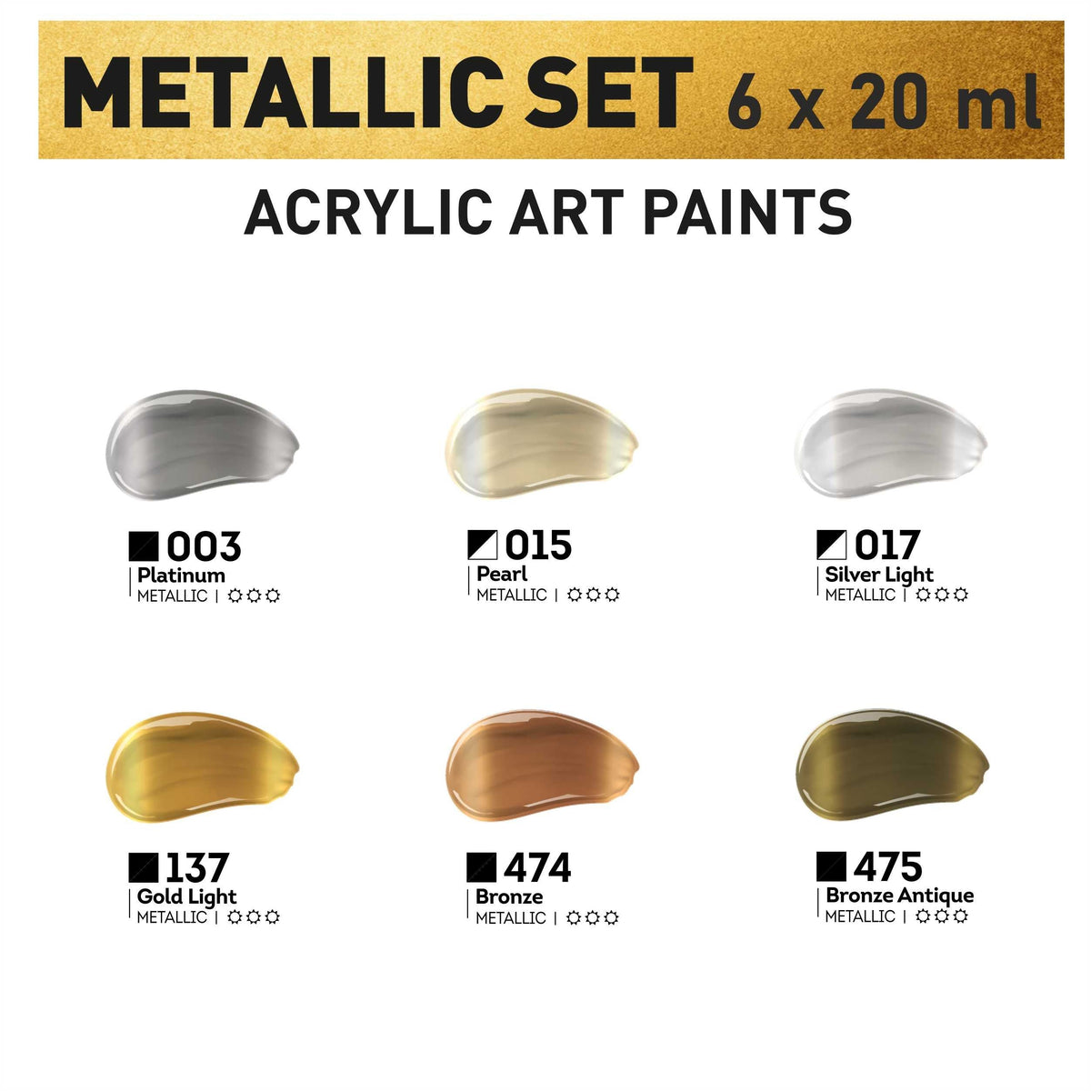 Set akrilnih barv ACRYL PRO Metallic