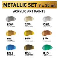 Set akrilnih barv ACRYL PRO Kompozit 9x20 ml