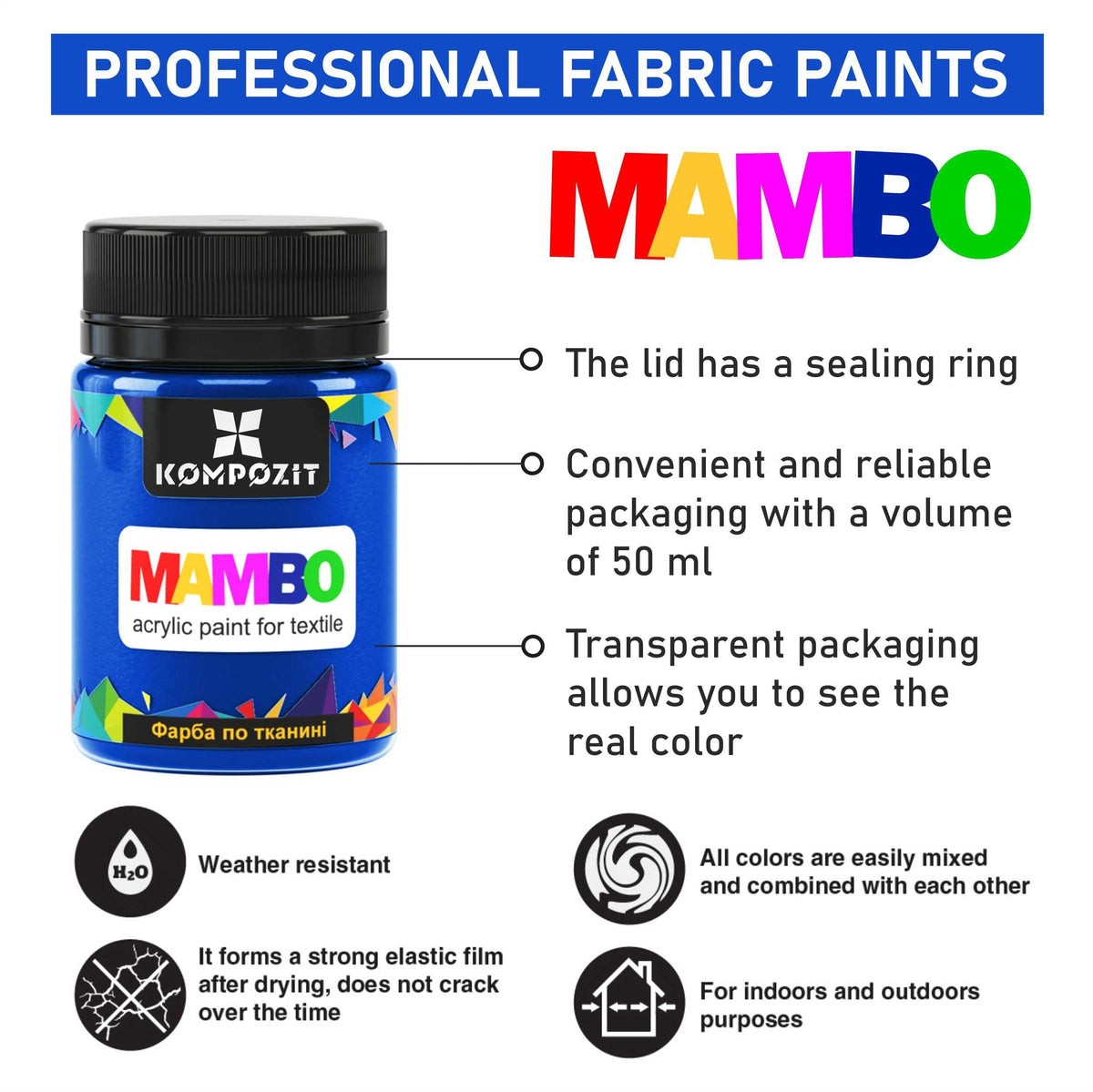 MAMBO Akrilna barva za tekstil in usnje 50ml