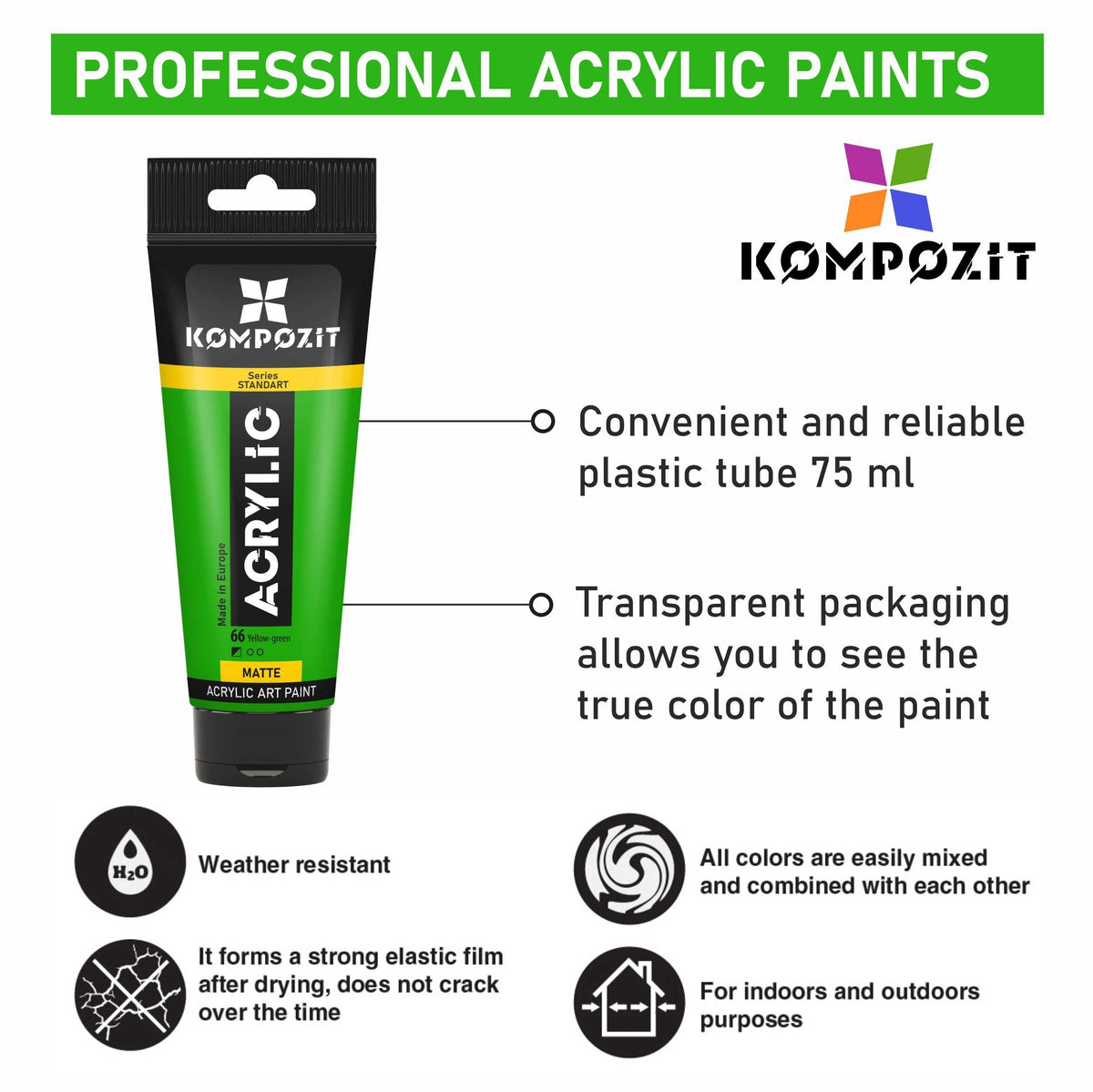 Akrilna barva Kompozit STANDART Fluorescent 75 ml