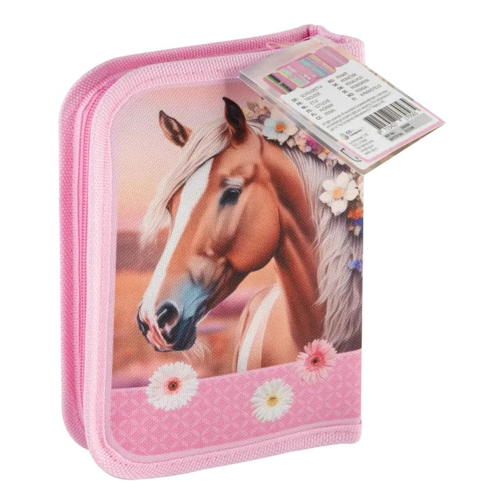 Konj napolnjena svinčnik primeru 28 kosov Pink Horse Design – pogled 2
