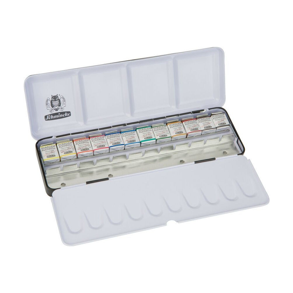 Kovinski akvarelni set Schmincke HORADAM, 12 x 1/2 posodice z dodatnim prostorom