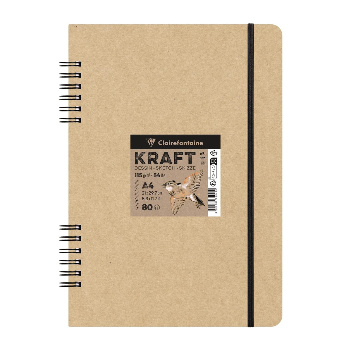 Kraft skicirni blok CLAIREFONTAINE 115 g/m² A5 – A4 - 80 listov