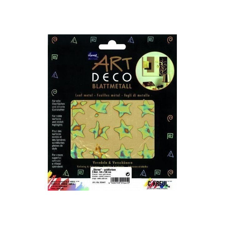 KREUL zlate okrasne folije z zvezdami 140 x 140 mm 6 kosov