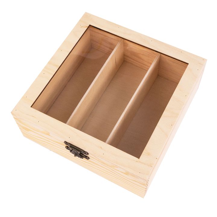 Lesena škatla s ključavnico in 3 predali ROSA TALENT 20x20x8 cm – pogled 2
