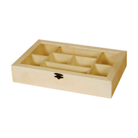 Lesena škatla s predelki in prozornim pokrovom Pentart 30 x 19,5 x 10 cm