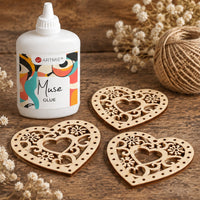 Leseni izrezki srček z ornamentom 5 x 5 cm - set 5 kosov