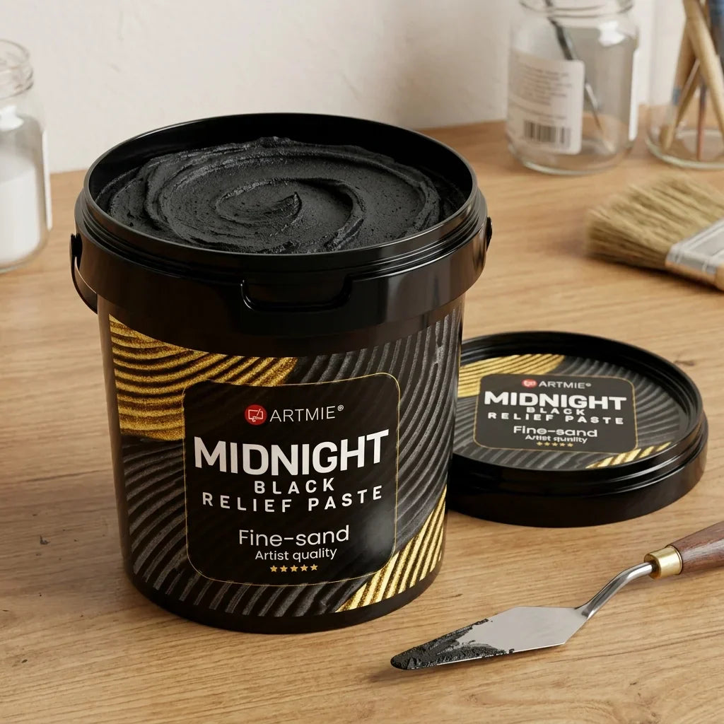 3D črna reliefna pasta ARTMIE Midnight | drobni pesek različnih mas