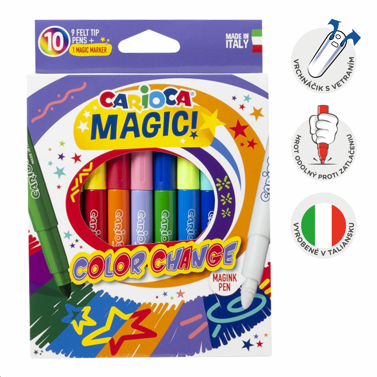 Magični flomastri, ki spreminjajo barvo Carioca, 10 kosov, mešanica barv