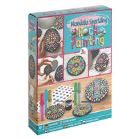 Mandala Rock Painting Kit - 3 kamni in bleščeče barve