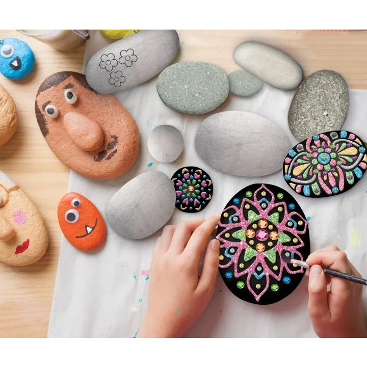 Mandala Rock Painting Kit - 3 kamni in bleščeče barve – pogled 2