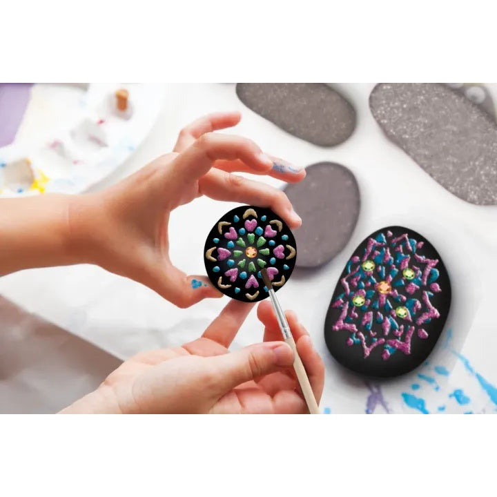 Mandala Rock Painting Kit - 3 kamni in bleščeče barve – pogled 3
