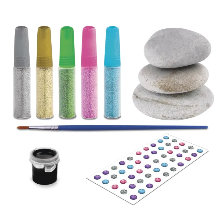 Mandala Rock Painting Kit - 3 kamni in bleščeče barve – pogled 5