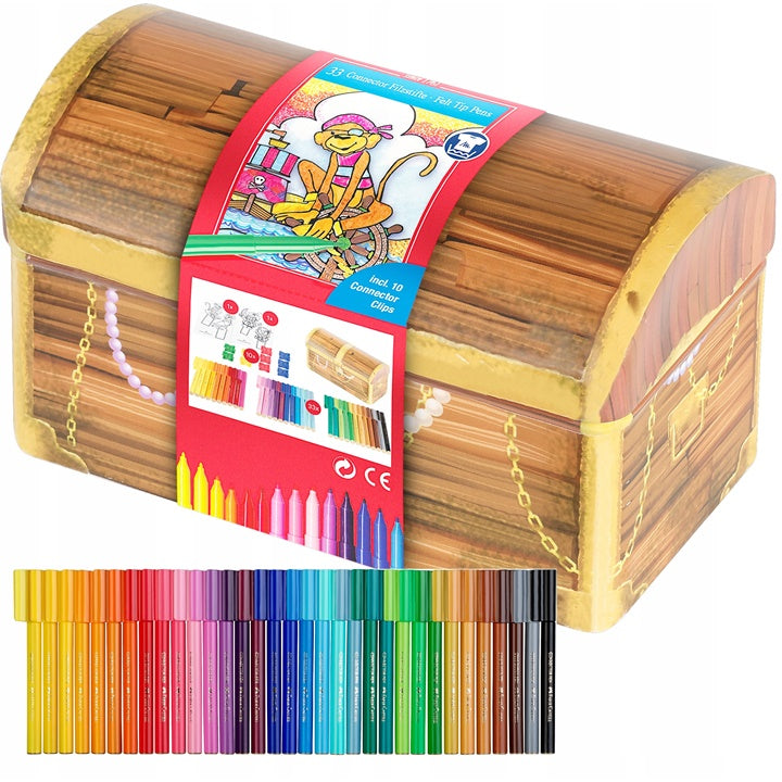 Markerji Faber-Castell s clip sponko v skrinji 33 kosov