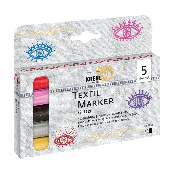 Markerji za tekstil Glitter 5 kos. - KREUL