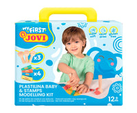 Mehki naravni plastelin JOVI My First 4 x 38 g – + 3 lesene štampiljke