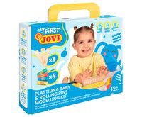 Mehki naravni plastelin JOVI My First 4 x 38 g – + 3 leseni valjčki
