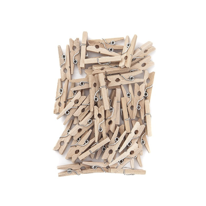 Mini leseni žebljički za oblačila, 2,5 cm - paket 40 kosov