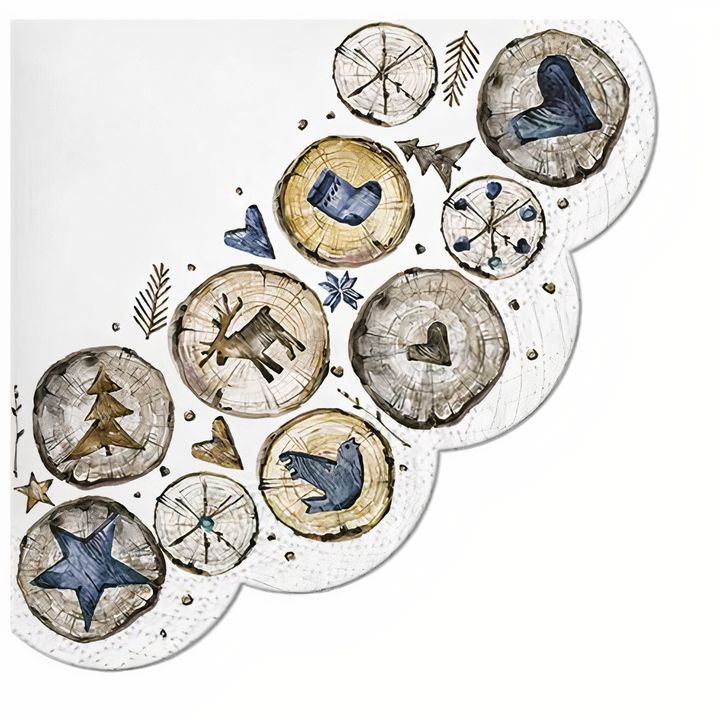 Okrogle serviete za decoupage Leseni žigi - 1 kos