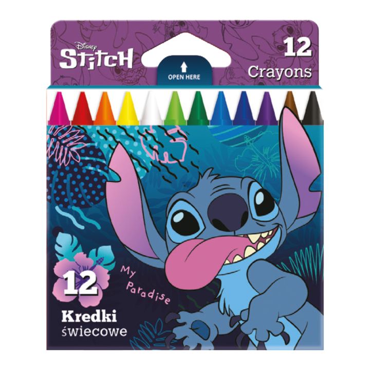 Okrogle voščene barvice Disney Stitch, 12 kosov