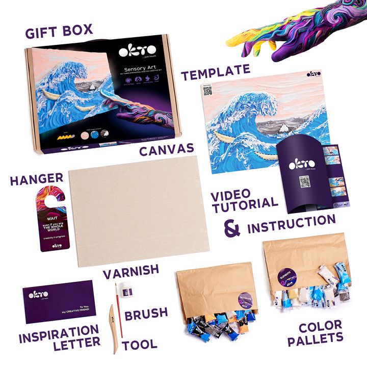 OKTO Kreativni 3D set "Valovi v Kanawagi" 30 x 40 cm – pogled 3