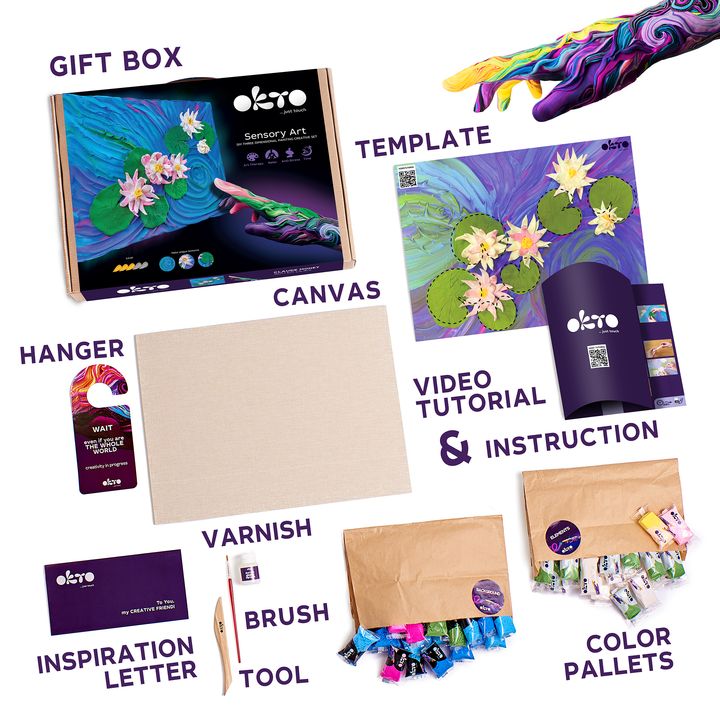 OKTO Kreativni 3D set "Vodne lilije" 30 x 40 cm – pogled 3