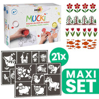 Otroška zbirka slikarskih šablon 21 kosov + MUCKI Finger Paint Set