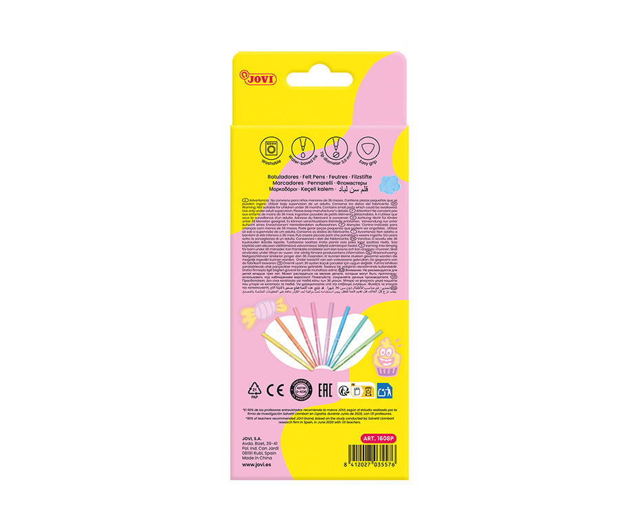 Otroški flomastri JOVI tanki pralni pastelni 3 mm / set 8 kosov