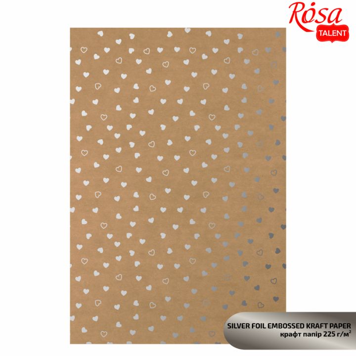 Papirji za scrapbooking s kovinskimi elementi A4 – srebrna srca